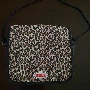 Cheetah Print Bell Bicycle Handlebar Bag Mini Crossbody Purse Detachable Strap